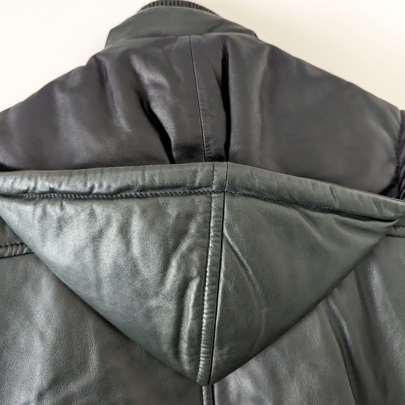 Barnabe Hardy Lamb Skin Green Hooded Bomber Coat Jacket France puffer 50 L - Picture 10 of 16